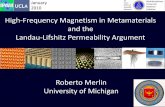 High Landau Lifshitz Permeability Argumenthelper.ipam.ucla.edu/publications/meta2010/meta2010_8990.pdf•high-frequency magnetism • landau-lifshitz permeability argument • homogenization
