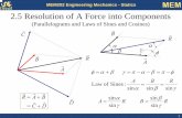 MEM202 Engineering Mechanics - Statics 2.5 Resolution of A ...cac542/L2.pdf3 MEM202 Engineering Mechanics - Statics MEM 2.6 Rectangular Components of A Force Two Dimensions x y F r