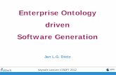 Enterprise Ontology driven Software Generation · The ontological model of a system is the construction model that is fully independent of the system ’s implementation. Therefore,