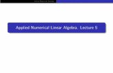 Applied Numerical Linear Algebra. Lecture 5larisa/www/NumLinAlg/Lecture5_2019.pdf · Linear Equation Solving Estimating Condition Numbers There are a variety of such estimators available.