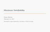 Maximum Satis ability - University of Texas at Austinisil/cs389L/maxsat-handouts.pdfMaximum Satis ability Ruben Martins February 14, 2017 Automated Logical Reasoning, University of