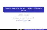 Selected topics on the weak topology of Banach spaces · xed model space from the in nite-dimensional topology is very restrictive and motivated specialists to detect above conditions