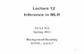 Lecture 12 Inference in MLR - Purdue Universityghobbs/STAT_512/Lecture_Notes/... · 2011-02-16 · 1211 Multicollinearity (3) • The real situation (probably): additional study hours