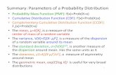 Summary: Parameters of a Probability Distribution ... Discrete Uniform Distribution •Simplest discrete distribution. •The random variable Xassumes only a finite number of values,