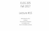 ELEG 205 Fall 2017 Lecture #14mirotzni/ELEG205/Lecture15.pdf · Chapter 10: Steady-State. Sinusoidal Analysis. V(t) =A. ... Solving Sinusoidal Steady State Circuits. STEP #3: Using