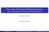 The LovÆsz J-function in Quantum Mechanics · 2013-01-18 · Message of the talk Apologies for changing (or better, restricting) the topic of this talk. The interplay between graph