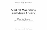 Umbral Moonshine and String Theory...K3 Sigma-Model 2d sigma model on K3 is a N=(4,4) SCFT. 㱺 The spectrum fall into irred. representations of the N=4 SCA.numbers of massive N=4