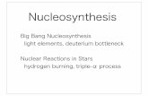 Big Bang Nucleosynthesis light elements, deuterium ...member.ipmu.jp/naoki.yoshida/Lectures/ModernCosmology4.pdflight elements, deuterium bottleneck Nuclear Reactions in Stars hydrogen
