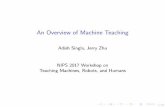 An Overview of Machine Teachingteaching-machines.cc/nips2017/tutorial/NIPS17WStutorial.pdf · An Overview of Machine Teaching Adish Singla, Jerry Zhu NIPS 2017 Workshop on Teaching