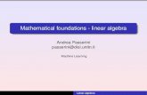 Mathematical foundations - linear algebradisi.unitn.it/.../slides/03_linear_algebra/talk.pdf · Mathematical foundations - linear algebra ... Machine Learning Linear algebrea. Vector