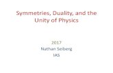 Symmetries, Duality, and the Unity of Physics · 2017-03-03 · Gauge symmetry is deep • Largest symmetry (a group for each point in spacetime) • Useful in making the theory manifestly