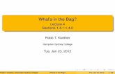 What’s in the Bag? - people.hsc.edupeople.hsc.edu/faculty-staff/robbk/Math121/Lectures/Spring 2012/Le… · Review Quiz Example (Review Quiz) 1 The results of a study were found