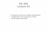 Operating Points for Amplifier Applications Amplification ...class.ece.iastate.edu/ee330/lectures/EE 330 Lect 20 Spring 2016.pdf · • Operating Points for Amplifier Applications