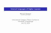 Internal languages of higher toposesconferences.inf.ed.ac.uk/ct2019/slides/shulman.pdfThe theorem Theorem (S.) Every Grothendieck (1,1)-topos can be presented by a model category that