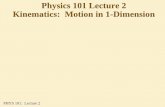 Physics 101 Lecture 2 Kinematics: Motion in 1-DimensionKinematics: Free Fall—A Special Case Free Fall: An object’s motion is caused by gravity alone 𝑎= , the acceleration of