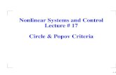 Nonlinear Systems and Control Lecture # 17 Circle & Popov ...khalil/NonlinearSystems/Sample/Lect_17.… · Nonlinear Systems and Control Lecture # 17 Circle & Popov Criteria – p.