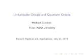 Unitarizable Groups and Quantum Groupsbanach2019/pdf/Brannan.pdf · Unitarizable Groups and Quantum Groups Michael Brannan Texas A&M University Banach Algebras and Applications, July