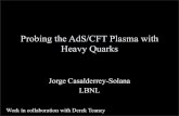Probing the AdS/CFT Plasma with Heavy Quarks · 2008-05-13 · Probing the AdS/CFT Plasma with Heavy Quarks Jorge Casalderrey-Solana LBNL Work in collaboration with Derek Teaney!