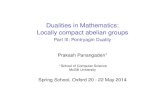Dualities in Mathematics: Locally compact abelian groups › ~prakash › Talks › ssqs14-3.pdfabelian group G and its double dual bb G given by ev : G ! bb G where ev(g)(˜) = ˜(g):