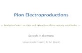 Pion Electroproduc/ons - int.washington.edu · Pion Electroproduc/ons Satoshi Nakamura Universidade Cruzeiro do Sul (Brazil) -- Analysis of electron data and extrac?on of elementary