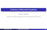 (Ordinary) Differential Equationsriemann.math.klte.hu/~losi/jegyzet/eco/adv_math_differential_equ... · This problem is called an ordinary ﬁrst order explicit differential equation