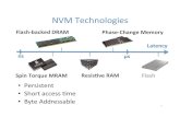 NVMTechnologies(Resis.ve(RAM(RRAM)(• Store(databy(dissolving(ions(within(electrolyte(memrisve (material((e.g.,(TiOx) electrolyte((material(High(Resistance( Low(Resistance