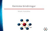 Matti Hotokkausers.abo.fi/mhotokka/mhotokka/MolMod/model-bonds.pdf · Vardera atom bidrar med en elektron till bindningen H + H H H. Kemisk bindning Elektroner mellan atomer Elektroner