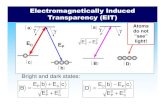 Electromagnetically Induced Transparency (EIT)physics.wm.edu/~inovikova/phys404/lecturenotes/... · Electromagnetically Induced Transparency (EIT) b〉 c〉 a〉γ γ EC E P δ Transmission