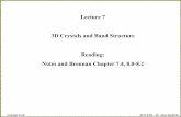 Lecture 7 3D Crystals and Band Structure 3D Crystals and Band Structure Reading: Notes and Brennan Chapter