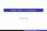 Number Theory - an introduction - NYU Courant tschinke/teaching/Fall05/intro.pdf · PDF file 2-adic numbers Number Theory - an introduction. Spectral sequence Number Theory - an introduction.