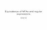 Equivalence of NFAs and regular ... Regular Expression to NFA ¢â‚¬¢Goal: to show that every regular expression