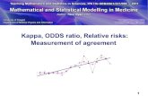 Kappa, ODDS ratio, Relative risks: Measurement of agreement€¦ · Odds ratio It measures of association in case-control studies. H 0: OR=1 H A: OR≠1 An alternative measure of
