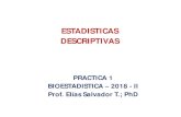 ESTADISTICAS DESCRIPTIVAS · BIOESTADISTICA – 2018 - II Prof. Elías Salvador T.; PhD ESTADISTICAS DESCRIPTIVAS. MEDIDAS DE VARIABILIDAD O DISPERSION • RANGOS • PERCENTILES