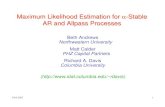 Maximum Likelihood Estimation for α-Stable AR and Allpass ...rdavis/lectures/Bern_07.pdf · EVA 2007 3 1. Motivating Example day log-volume 0 50 100 150 200 250 15.0 15.5 16.0 16.5