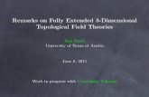 Remarks on Fully Extended 3-Dimensional Topological Field ... · Manifolds and Algebra: Abelian Groups Pontrjagin and Thom introduced abelian groups Ω k of manifolds called bordism