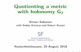 Quotienting a metric with holonomy G - King's College London Ithe only known compact Ricci-at 6-manifolds have special holonomy SU(3), thus the importance of Calabi-Yau spaces IM theory