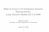 Slides to Lecture 3 of Introductory Dynamic Macroeconomics.folk.uio.no/rnymoen/ECON3410_h08_lect3h08.pdf · The ECM ∆yt= β0 + β1∆xt+(β1 + β2)xt−1 +(α−1)yt−1 + εt (4)