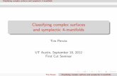 Classifying complex surfaces and symplectic 4- · PDF file First Cut Seminar Tim Perutz Classifying complex surfaces and symplectic 4-manifolds. Classifying complex surfaces and symplectic