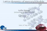 Lattice dynamics of mercury(II)iodide · 2010-05-19 · Lattice dynamics of mercury(II)iodide Lydia Nemec University of Regensburg Supervisor: Dieter Strauch ESDG, 19th May 2010.