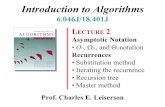 Introduction to Algorithms · 2019-09-12 · Introduction to Algorithms 6.046J/18.401J LECTURE 2 Asymptotic Notation • O-, Ω-, and Θ-notation Recurrences • Substitution method