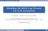 Modeling All-MOS Log-Domain A/D Converterspserra/cnm/2004 - Modeling All-MOS Log... · Input Compressor I in K 1 I ref K ref V in I ref I= F(V) = refe V− ref nUt I > 0 Class-A