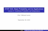 STAT 516: Basic Probability and its Applications - Lecture ... mlevins/docs/stat516/... · PDF file Multiplication Rule I I A simple multiplication rule follows from the de nition