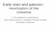 Early stars and galaxies : reionization of the Universe · Steven Weinberg ‘Dreams of a final theory’ •Экспериментатор знает теоретический результат