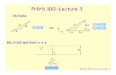 PHYS 100: Lecture 3 - University Of Illinois · 2011-02-04 · Physics 100 Lecture 3, Slide 6 Preflight 1 The displacement vector Ldescribing the location of an object points in a