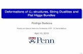 Deformations of G2-structures, String Dualities and …Deformations of G 2-structures, String Dualities and Flat Higgs Bundles Rodrigo Barbosa Physics and Special Holonomy Conference,
