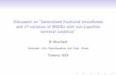 Discussion on ``Generalized fractional smoothness and Lp ...AdvanBSDEfin2010/slides/... · Discussionon“Generalizedfractionalsmoothness andLp-variationofBSDEswithnon-Lipschitz terminalcondition”
