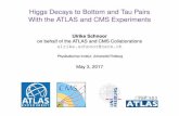 Higgs Decays to Bottom and Tau Pairs With the ATLAS and CMS …cds.cern.ch/record/2262647/files/ATL-PHYS-SLIDE-2017-215.pdf · Ulrike Schnoor (Freiburg) Higgs Decays to Bottom and
