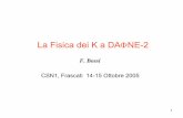 La Fisica dei K a DAΦNE-2 · La Fisica dei K a DAΦNE-2 F. Bossi CSN1, Frascati 14-15 Ottobre 2005 1. Summary of the talk 9DAΦNE and KLOE 1999 −2005 9PHYSICS ISSUES AT DAΦNE−2:
