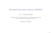 Extended finite-state machines (EFSMs)...Extended ﬁnite state machines: Formal speciﬁcation An extended ﬁnite state machine (EFSM) is deﬁned as follows: (Q,Σ1,Σ2,q0,V,Λ)
