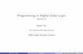 Programming in Higher-Order Logicusers.cecs.anu.edu.au/~tiu/teaching/lprolog/lecture3.pdf · Prolog: an overview Prolog is a logic programming language based on higher-order intuitionistic